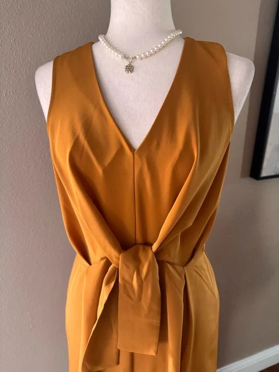 Le Lis Sleeveless Tie-Waist Jumpsuit in Mustard - Picture 7 of 7